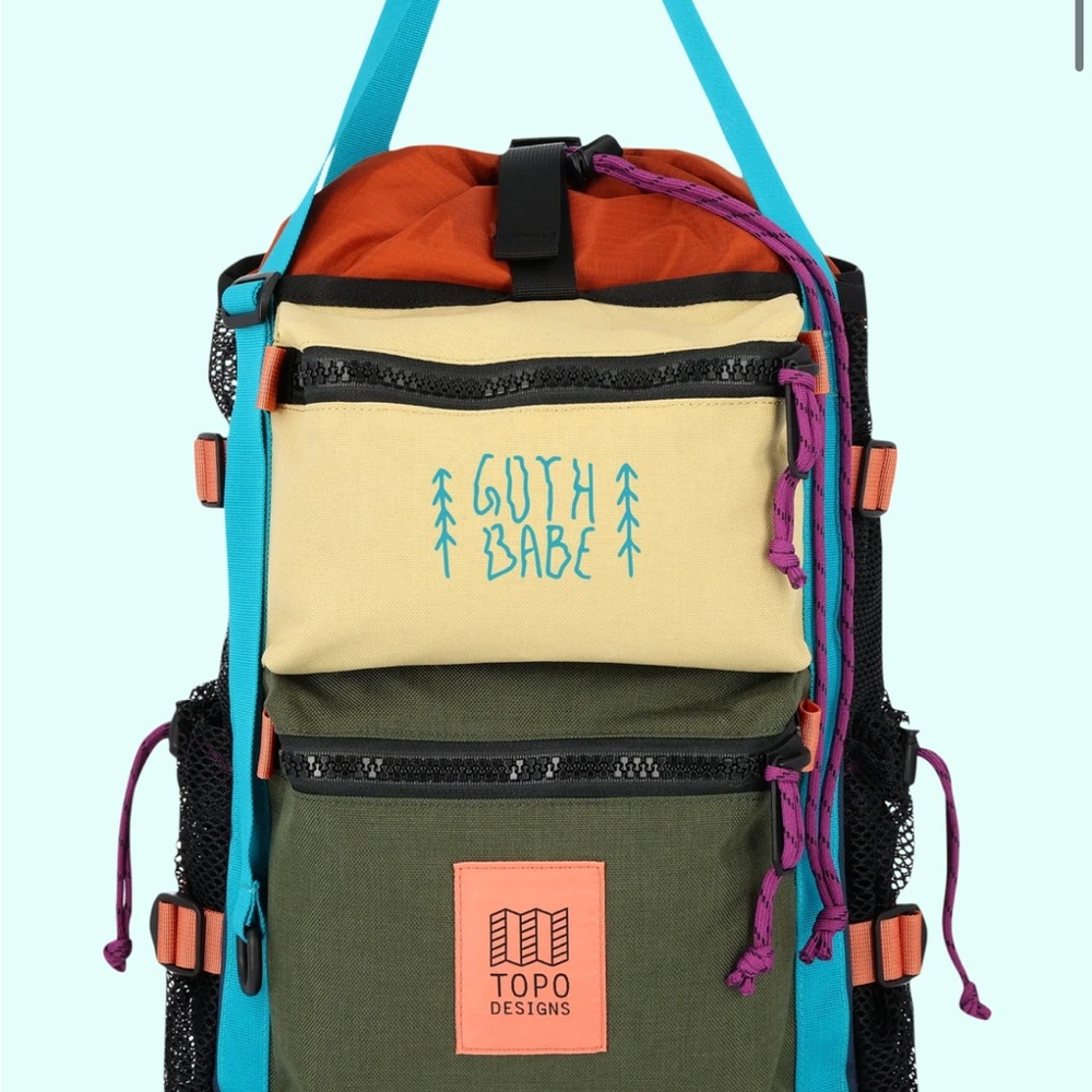 Topo Designs x Goth Babe Olive and Cream Backpack